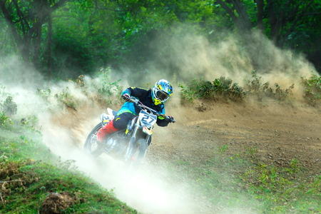 Thailand, Lampang-Motocross, motorcycle, motocross Dusty,action at Motocross competition,on track at the motocross.July 2, 2017,blur.の写真素材