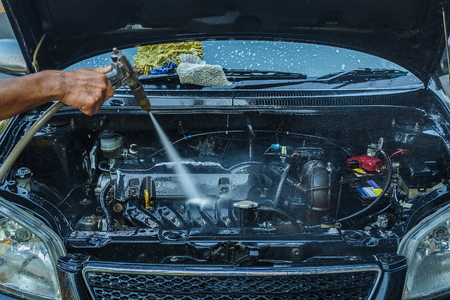 water cleaning car engine.の写真素材