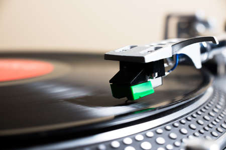 Vintage record player with a record on it 