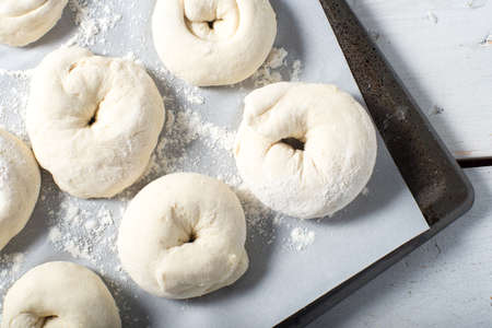 Homemade bagels seeded garlic crusty breakfastの写真素材