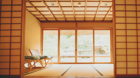 Interior of a japanese house - retro vintage effect style picturesの写真素材