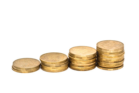 Coins isolated on whiteの写真素材
