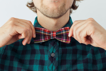 Man with beard wearing bowtie, hipster styleの写真素材