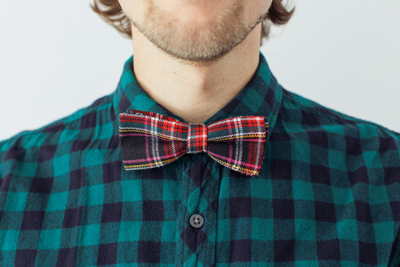 Man with beard wearing bowtie, hipster styleの写真素材