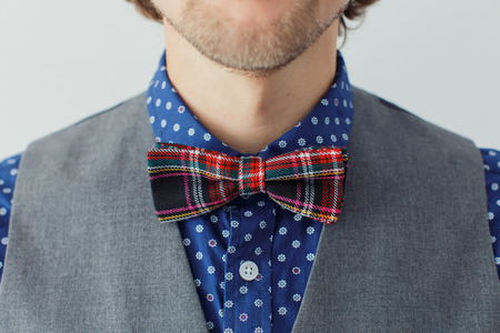 Man with beard wearing bowtie, hipster style