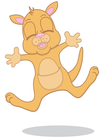 An illustration of happy kangaroo hoppingのイラスト素材
