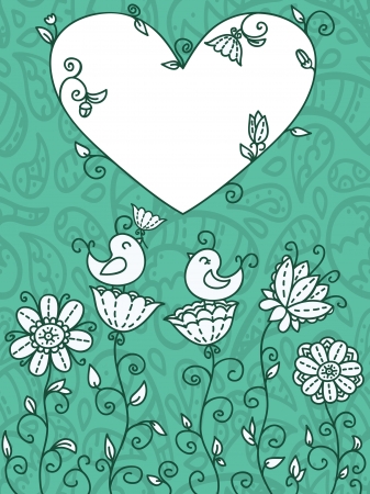 blue floral cardのイラスト素材
