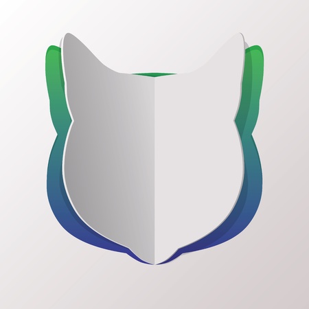 vector card with paper cut-out cat head のイラスト素材