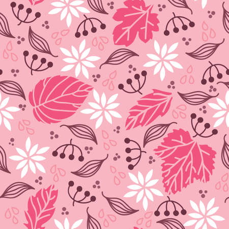 Vector Seamless pattern with leafs and branchesのイラスト素材