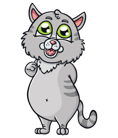 Joyful cute cartoon kittenのイラスト素材