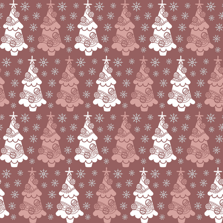 Christmas pattern  Vector silhouettes seamless Christmas pattern with Christmas treesのイラスト素材