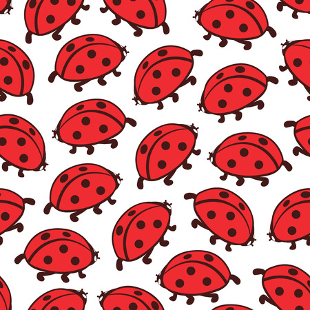 simple cute ladybugs. Vector cute seamless pattern with ladybugsのイラスト素材