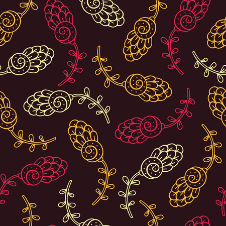 cute floral pattern. Vector floral seamless pattern with hand drawn ornate flowersのイラスト素材