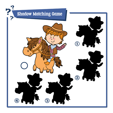 Vector illustration of educational shadow matching game with cartoon boy for childrenのイラスト素材