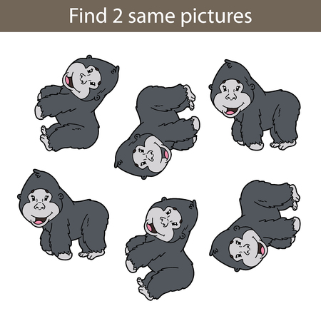 Vector illustration of kids puzzle educational game Find same pictures for preschool childrenのイラスト素材