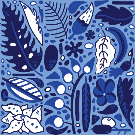 Vector set of hand drawn ornate natural objects.のイラスト素材