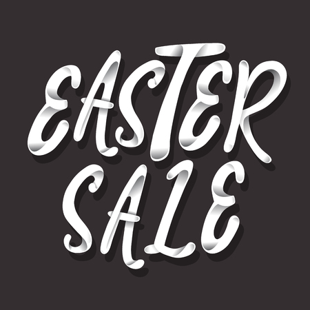 vector Easter hand drawn lettering with realistic paper effectのイラスト素材