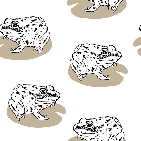 Vector seamless background with hand drawn sketched frogsのイラスト素材
