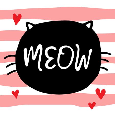 Vector illustration of cute cat for print, poster, scandinavian designのイラスト素材