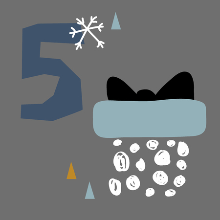 vector illustration of advent calendar page in scandinavian style for kids roomのイラスト素材