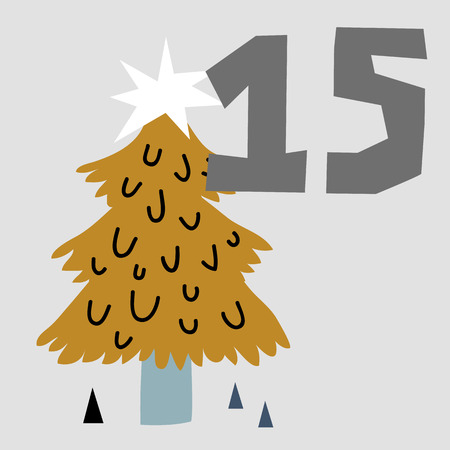 vector illustration of advent calendar page in scandinavian style for kids roomのイラスト素材