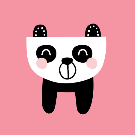 vector illustration of a beautiful baby panda in Scandinavian styleのイラスト素材