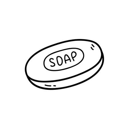 Vector illustration of outline doodle baby soap for children, coloring and scrap bookのイラスト素材