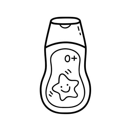 Vector illustration of outline doodle baby nursery shampoo for children, coloring and scrap bookのイラスト素材