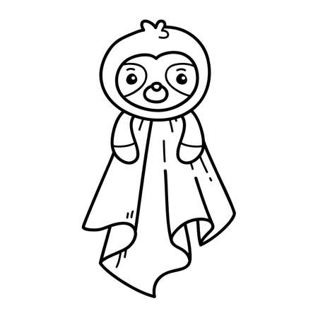 Vector illustration of outline doodle baby nursery comforter for children, coloring and scrap bookのイラスト素材