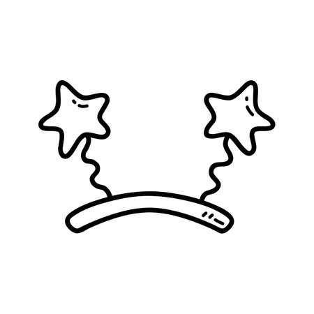Vector illustration of outline doodle baby head accessories for children, coloring and scrap bookのイラスト素材