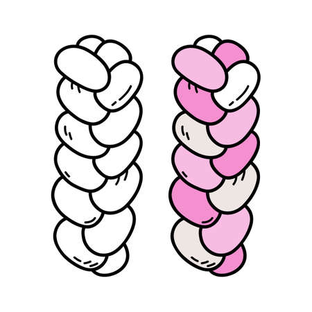 Vector illustration coloring page of doodle braided pillow for children and scrap bookのイラスト素材