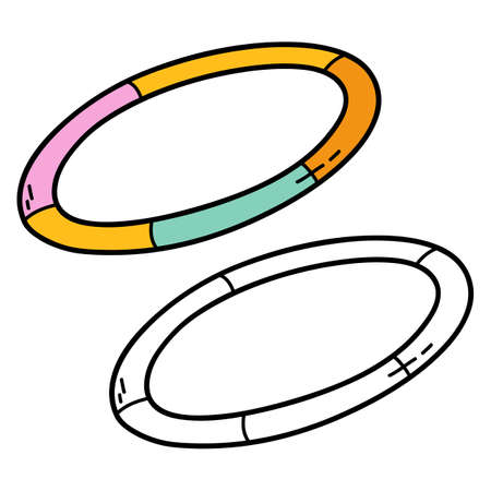 Vector illustration coloring page of doodle hula hoop for children and scrap bookのイラスト素材