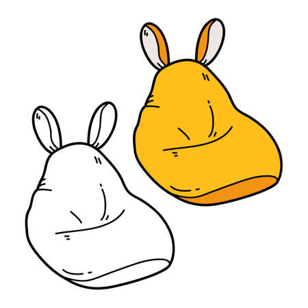 Vector illustration coloring page of doodle bean bag chair for children and scrap bookのイラスト素材
