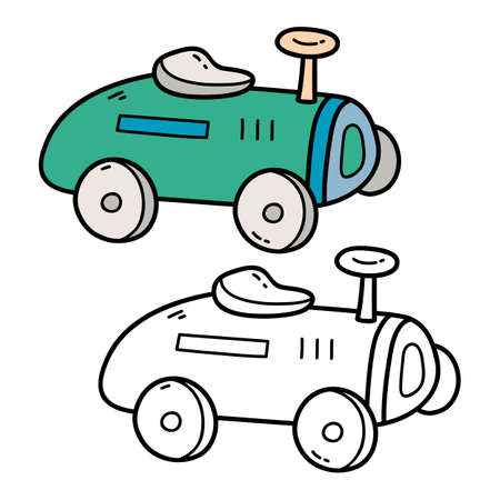 Vector illustration coloring page of doodle automobile for children and scrap bookのイラスト素材