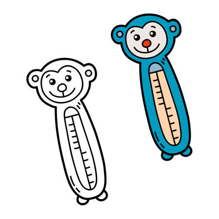 Vector illustration coloring page of doodle thermometer for children and scrap bookのイラスト素材