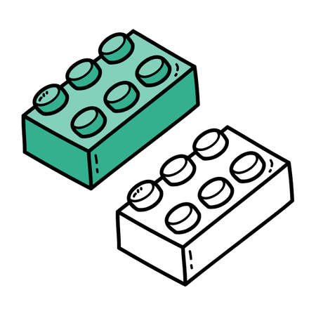 Vector illustration coloring page of doodle block object for children and scrap bookのイラスト素材