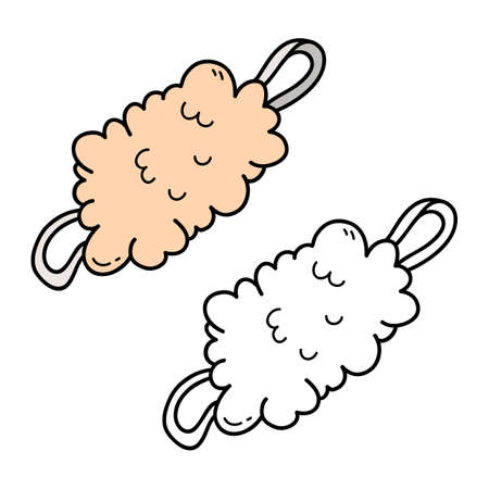 Vector illustration coloring page of doodle washcloth for children and scrap bookのイラスト素材