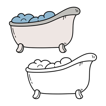 Vector illustration coloring page of doodle bath for children and scrap bookのイラスト素材