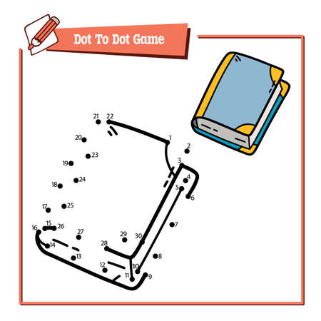 Vector illustration educational game of dot to dot puzzle with doodle fairy tale book for childrenのイラスト素材