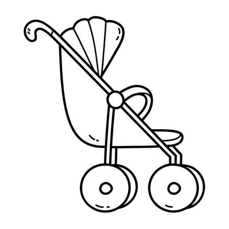 vector Coloring page with doodle strollerのイラスト素材