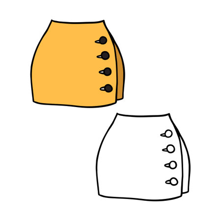 Vector illustration coloring page of cartoon skirt with example for children and scrap bookのイラスト素材