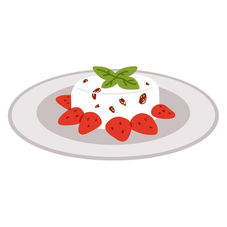 Vector illustration of cute doodle asian food red bean puddingi for print ,design, greeting card,sticker,iconのイラスト素材
