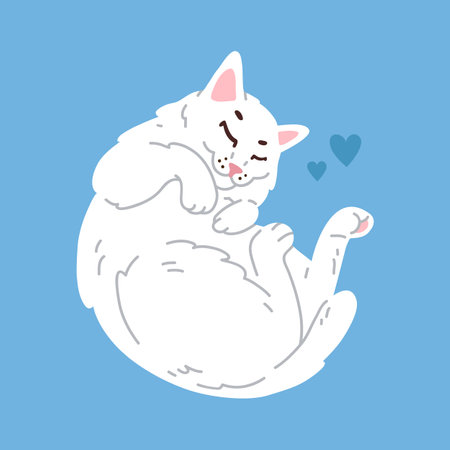 Vector illustration cute cartoon cat sleeping for digital stamp,greeting card,sticker,iconのイラスト素材
