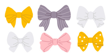 Vector illustration set of cute bows or bow tie for digital stamp,greeting card,sticker,icon,designのイラスト素材