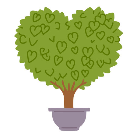 Vector illustration cute doodle love tree for digital stamp,greeting card,sticker,icon, designのイラスト素材