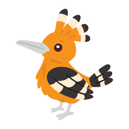 Vector illustration cute doodle hoopoe bird for digital stamp,greeting card,sticker,icon,designのイラスト素材