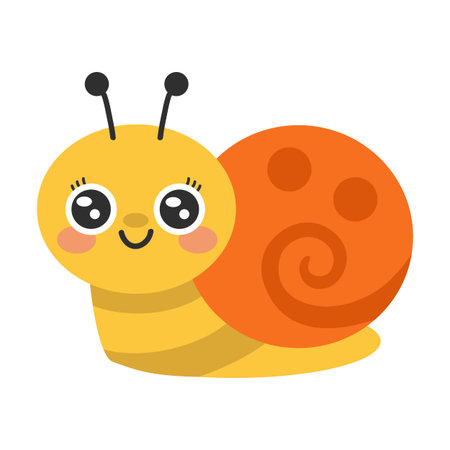 Cute cartoon snail. Vector illustration on white background. Isolated.のイラスト素材