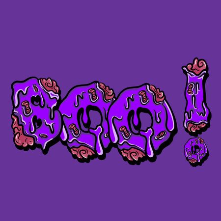Illustration of the lettering of Halloween on a purple background.のイラスト素材