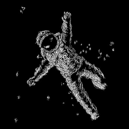 astronout vector sketch illustration, scribble artのイラスト素材