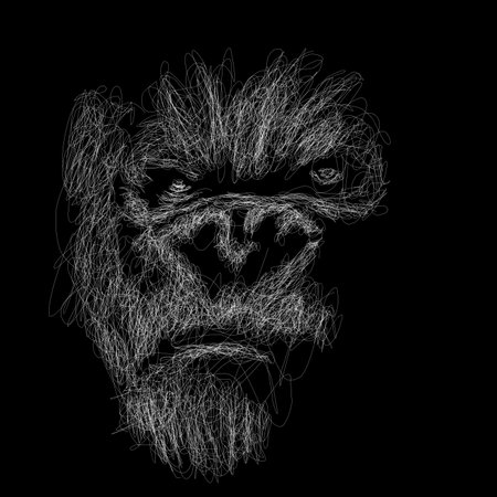 kingkong vector sketch illustration, scribble artのイラスト素材